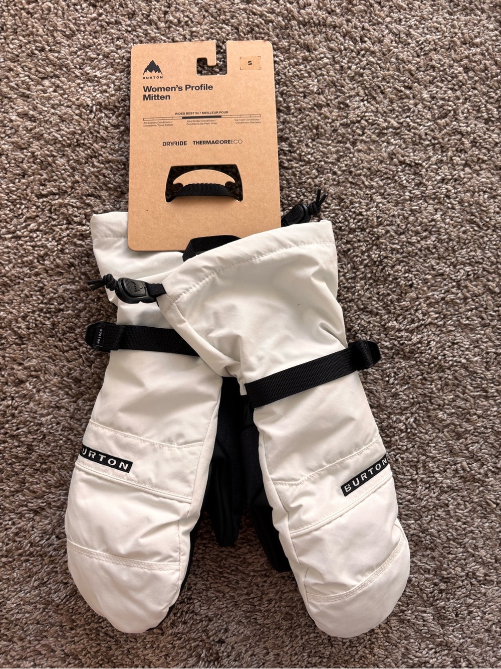 Burton Womens Profile Mitten small NEW white